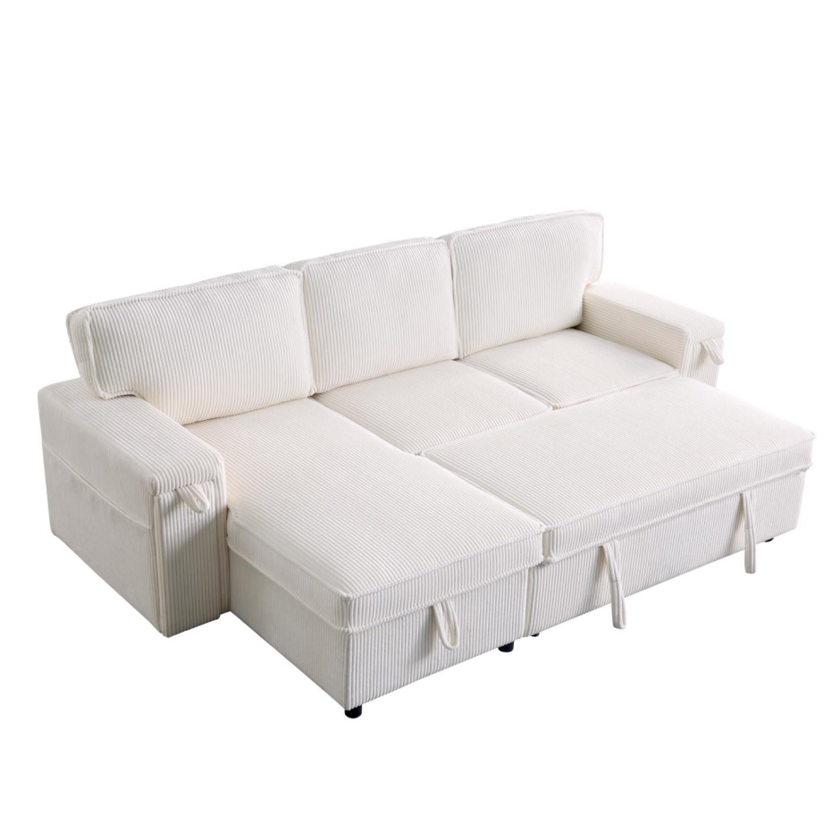 Upholstery Sleeper Sectional Sofa with Storage - Beige