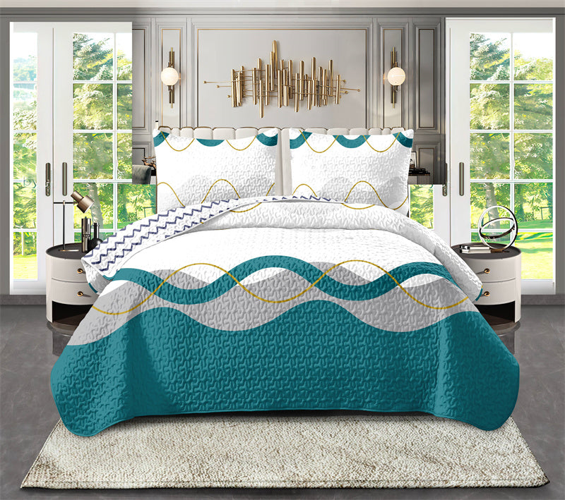 3 Piece Reversible Duvet Cover Set - Heavyweight Microfiber Bedding