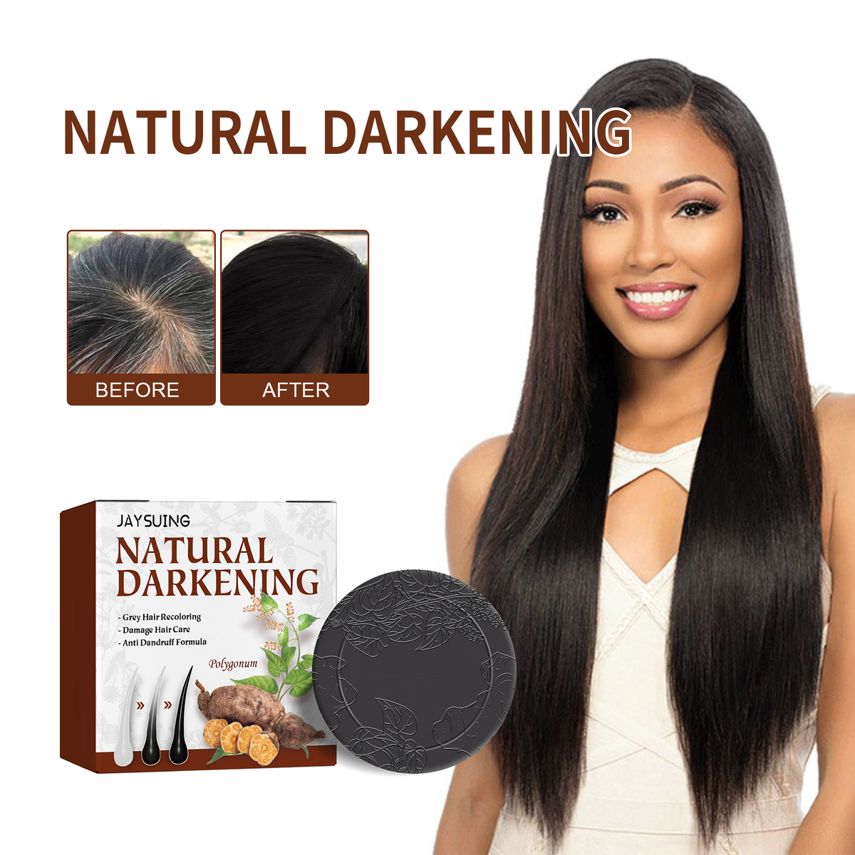 Fo-Ti Hair-Blackening Shampoo Bar 100g - Hair Care for Gray Hair