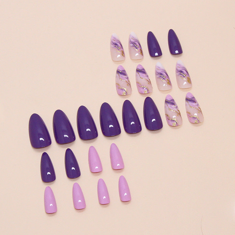 French Red Flower Nail Stickers - Light Purple Art Fake Nails, W1737