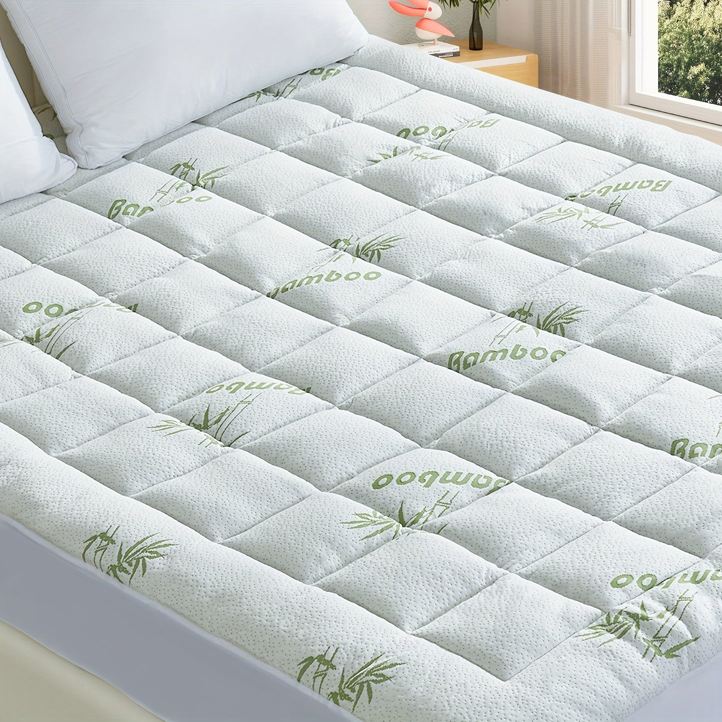 Queen Size Mattress Topper - Bamboo Pillow Top for Back Pain Relief
