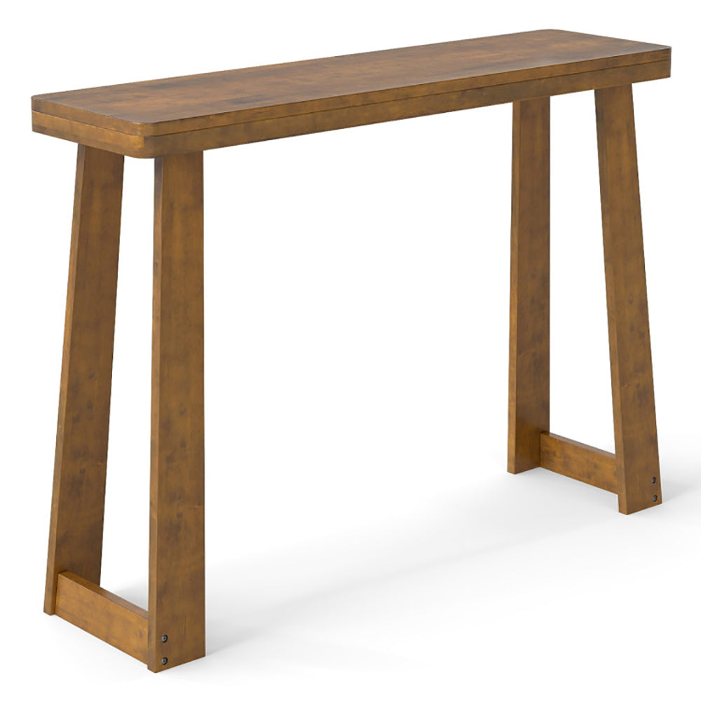 Solid Rubber Wood Console Table 43 Inch Narrow Entryway With Thick