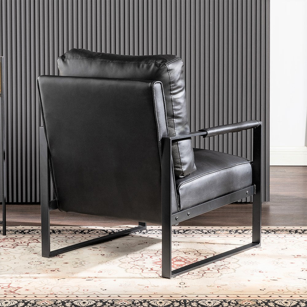 Classic Mid Century Modern Accent Chair With Durable Square Metal