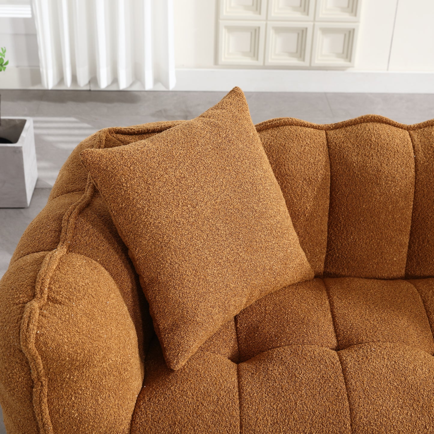 Yellow Beanbag Chair for Two - Soft Chenille Foam Recliner