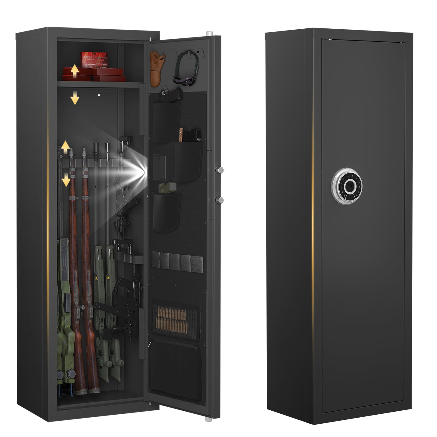 Biometric Gun Safe For Rifles And Pistols, 12-15 Large Cabinet With