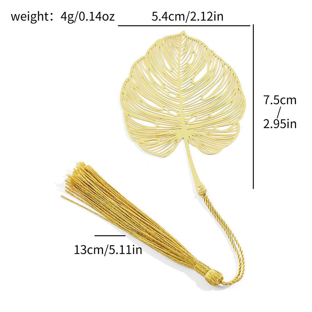 Metal Leaf Vein Bookmark - Classical Art Style, Four Seasons Plant Design