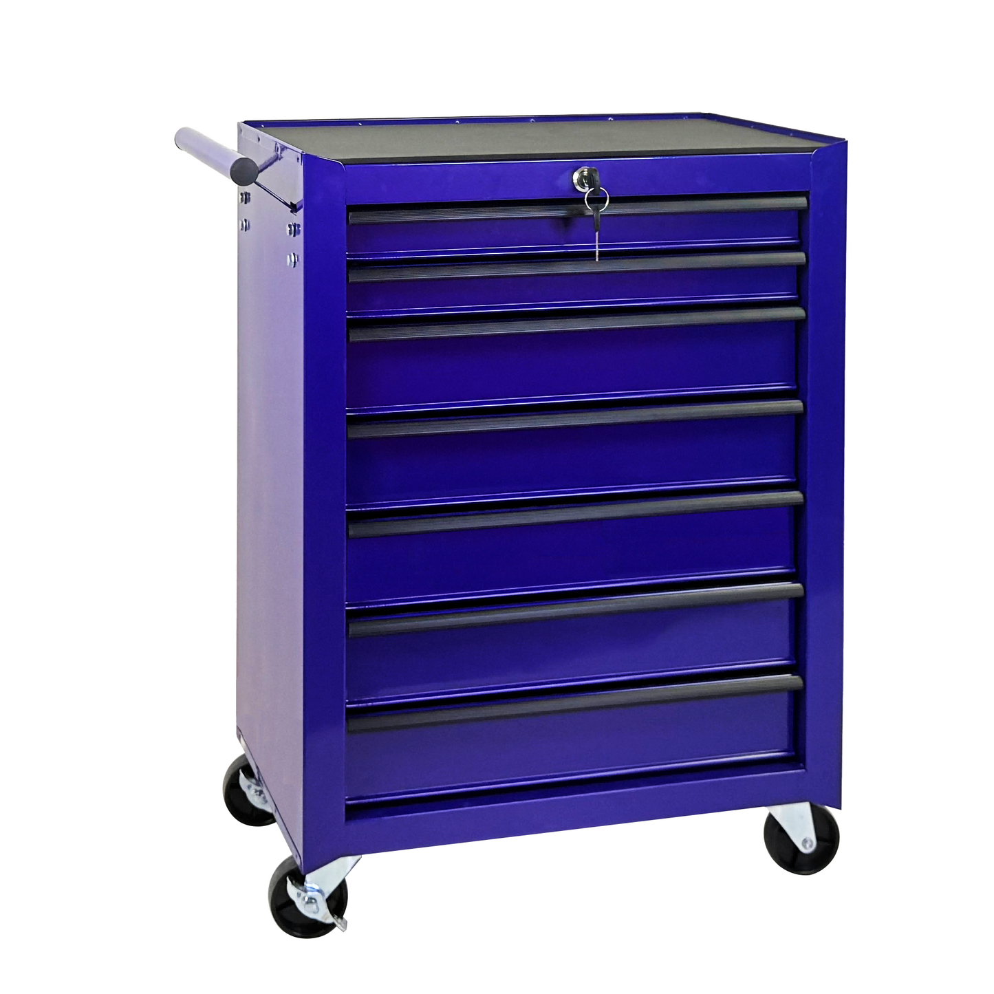 7-Drawer Metal Tool Storage Cabinet with Wheels and Detachable Top - Purple