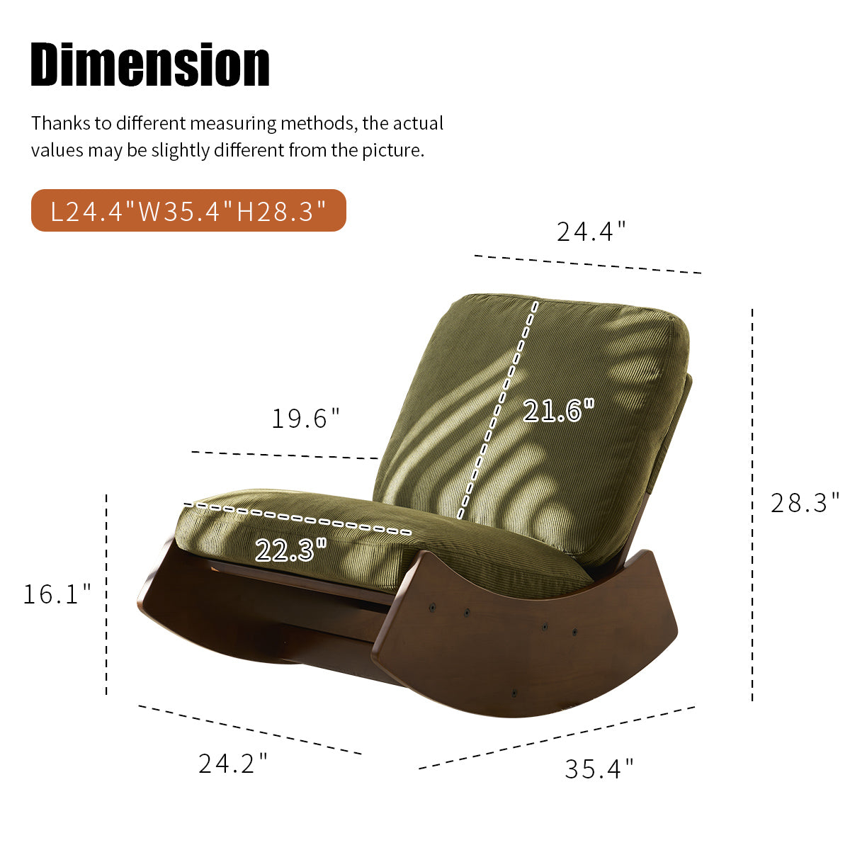 Comfortable Green Glider Rocking Chair with Solid Wood Frame