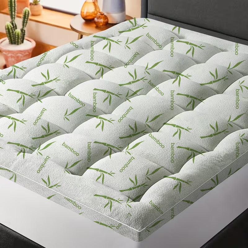 Cool Bamboo Mattress Topper - Thick & Breathable Design