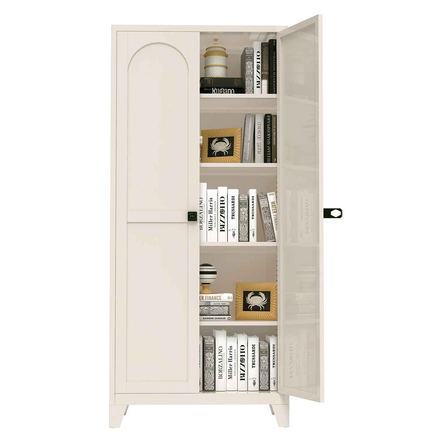 71'' Metal Storage Cabinet with Lock & Adjustable Shelves - Beige
