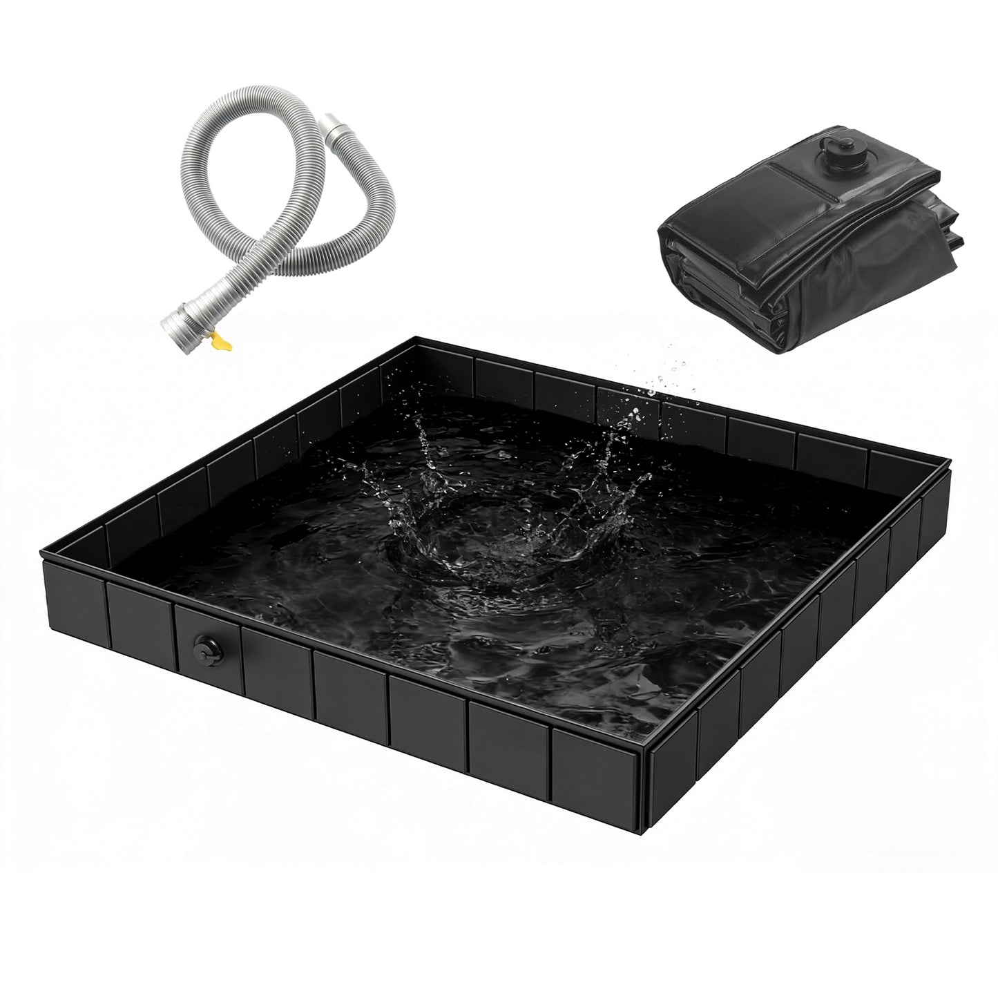 Portable Shower Pan - 41-Inch Collapsible Camping Basin with Drain Pipe