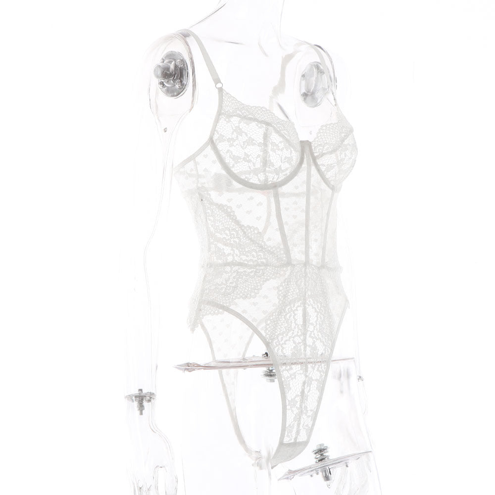 Women's Lace Jumpsuit with Steel Ring - Sexy Lingerie for All Seasons