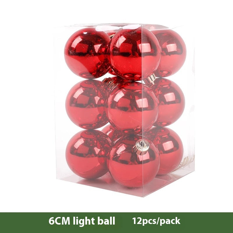 Christmas Decoration Red Ball Set - Electroplated Plastic Ornaments for Tree Atmosphere