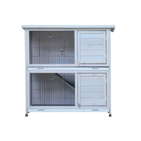 Outdoor 2-Story Rabbit Hutch with Removable Trays, Waterproof Roof & Ramp