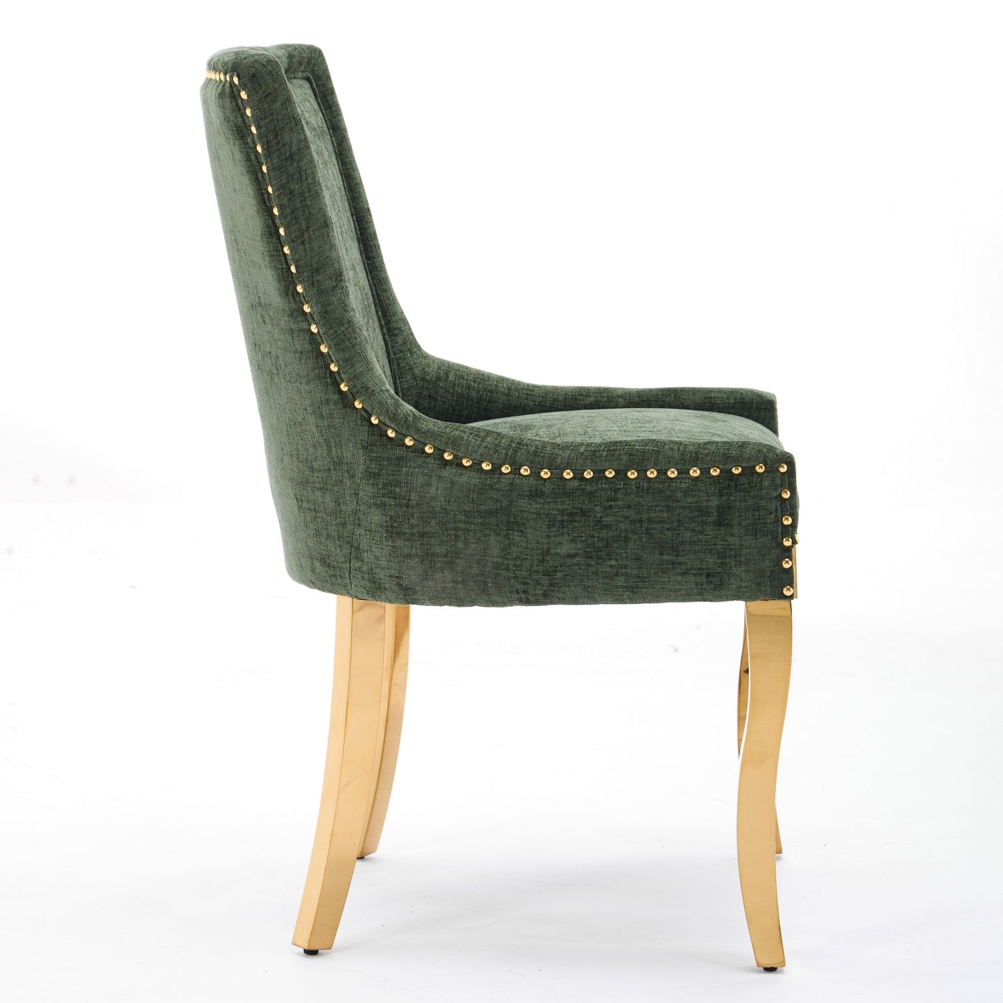 Chenille Dining Chairs, Modern Style With Curved Gold - Plated Legs &