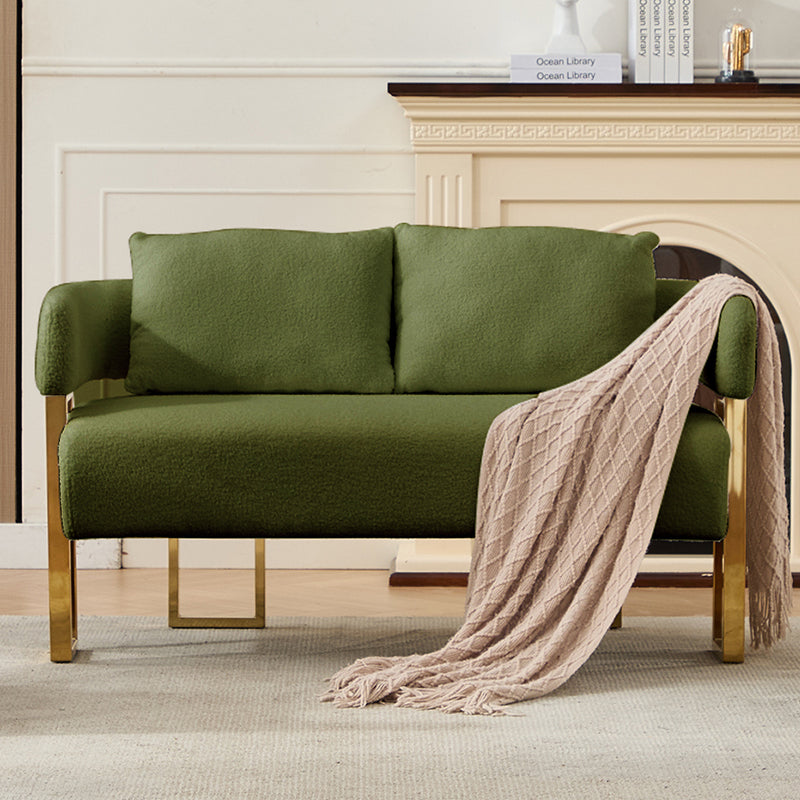 Modern Decorative Chair with Gold Metal Legs - Green