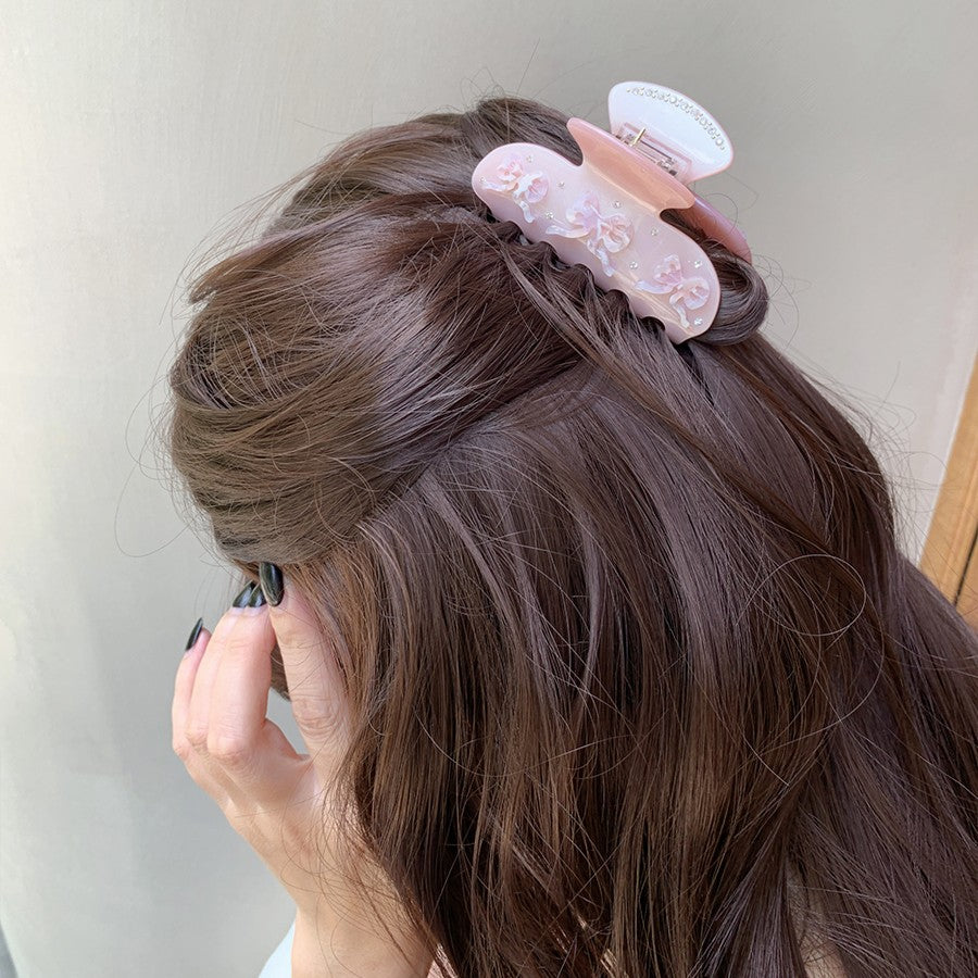 Jelly Colored Bow Hair Clip - Pink