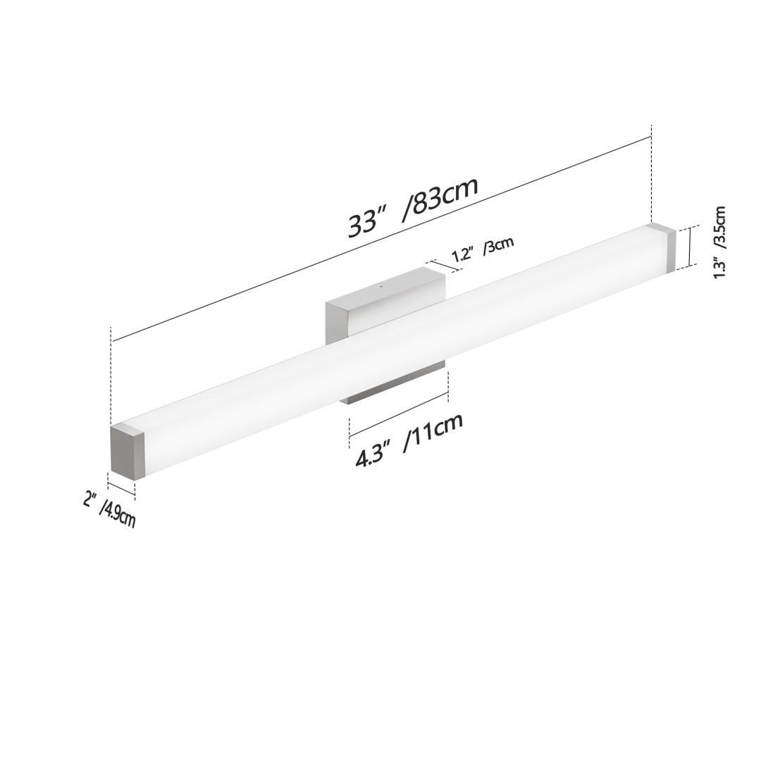32.7" Brushed Nickel LED Bathroom Vanity Light - 18W Cool White