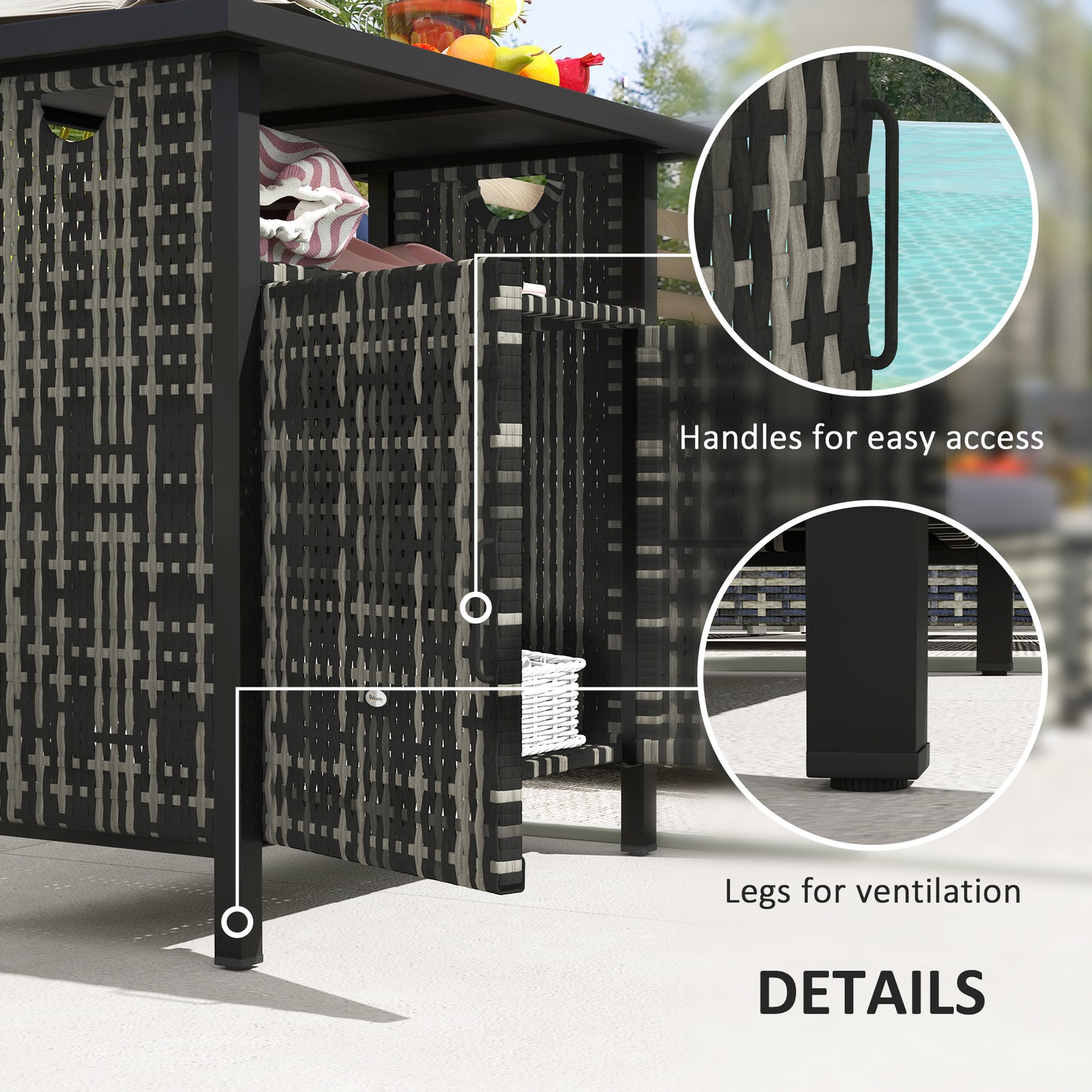 Outdoor Towel Storage Cabinet with Shelf - Mixed-Gray