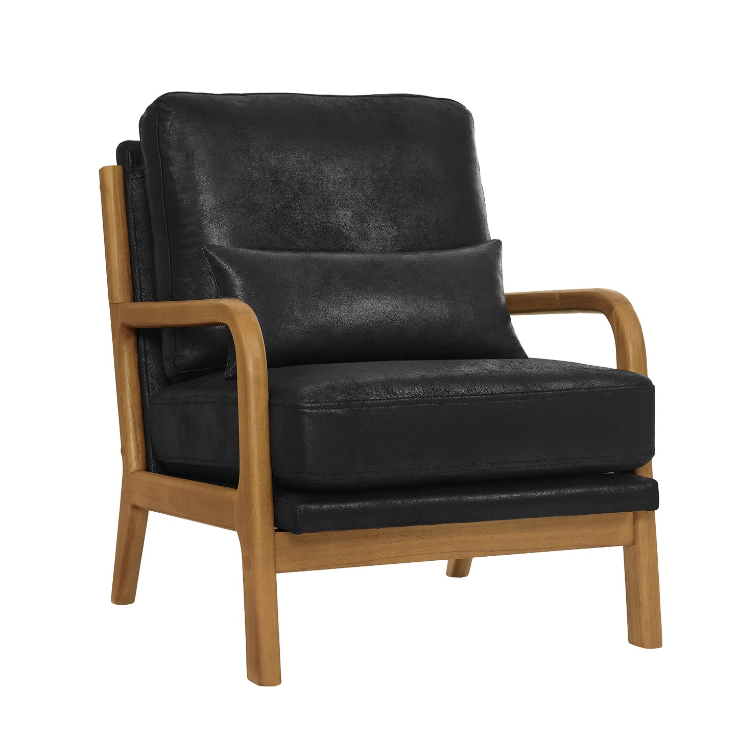 Mid-Century Modern Wooden Lounge Chair - Black