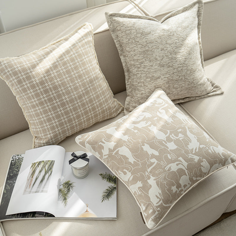 Oat Color Square Pillow Cover for Sofa & Living Room - 45x45cm