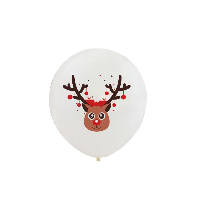 Christmas Latex Balloon Elk Santa Decoration Set - 12 Inch Holiday Party Balloons