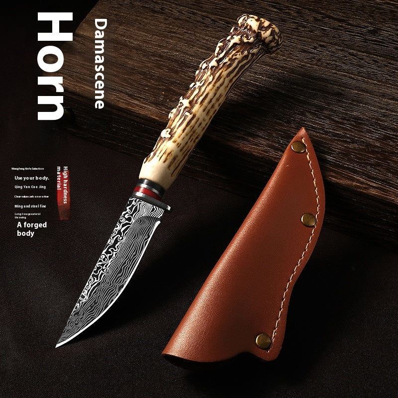 Mongolian Handle Meat Knife with Antler & Horn Options - Ethnic Kitchen Tool