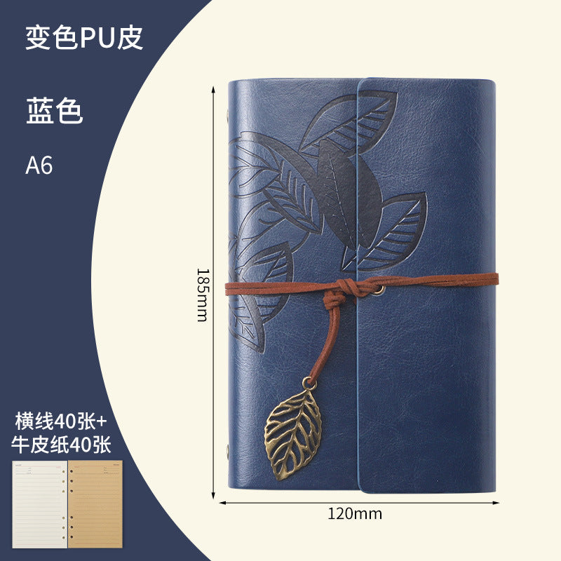 Vintage Travel Notebook - Loose Leaf Diary with Imitation Leather Cover