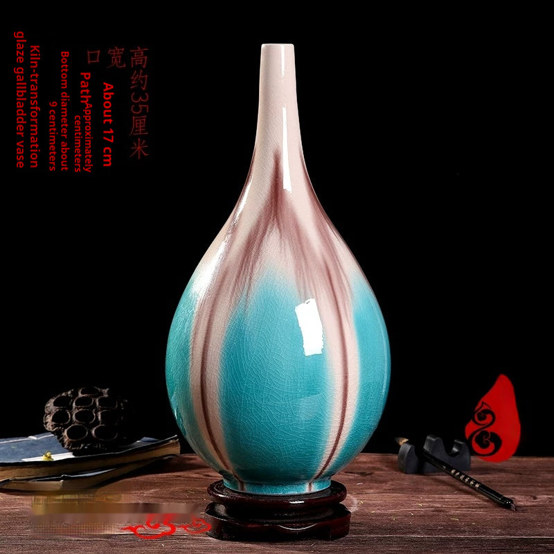 Color Changing Glazed Ceramic Vase - Neo-Chinese Style Home Decor