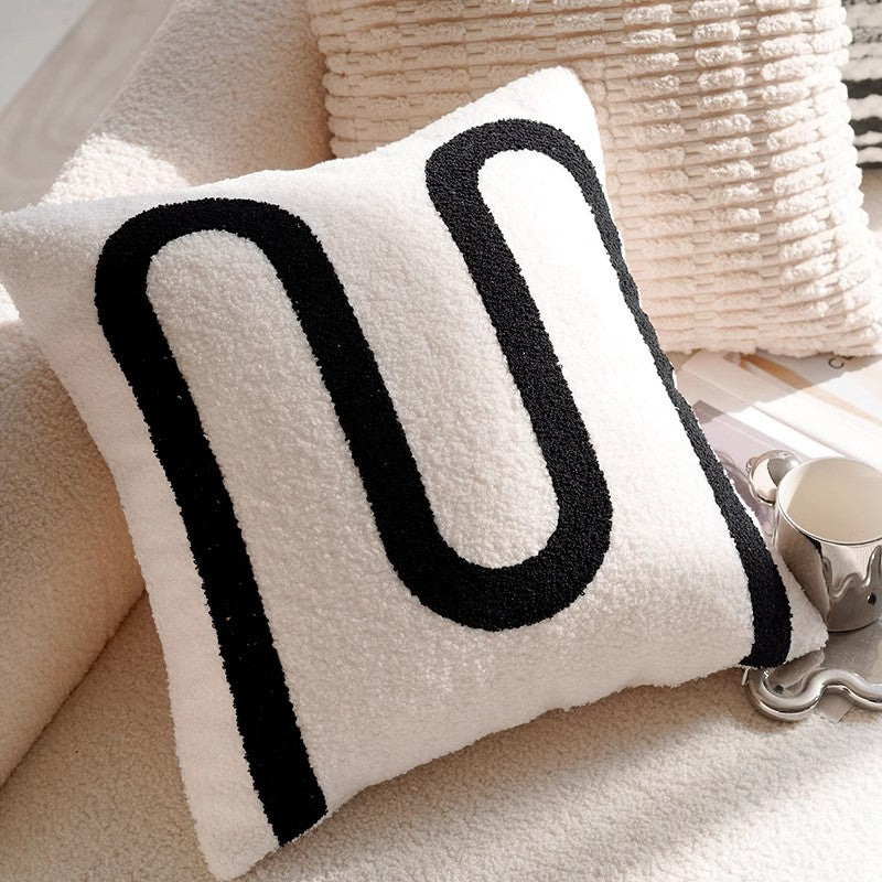 Modern Black and White Decorative Throw Pillow Cover Set - Various Styles and Sizes