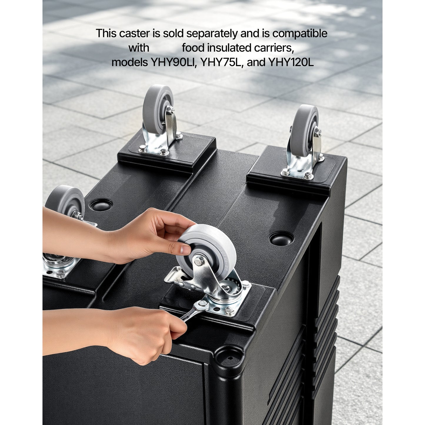 Heavy Duty 5 Inch Caster Wheels Set of 4 for Food Carriers - Swivel & Rigid with Brakes