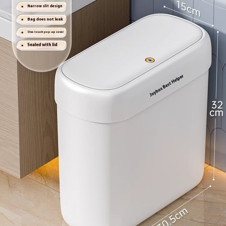 Large Capacity Bathroom Trash Can with Lid - Durable Plastic Waste Bin
