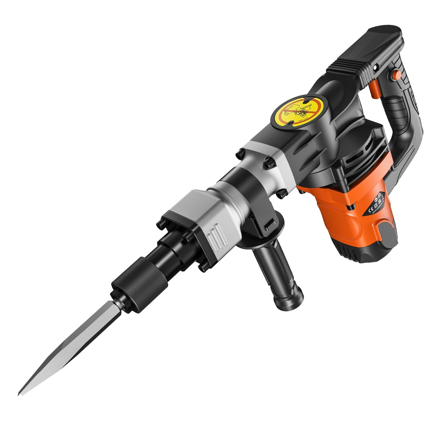 Electric Demolition Hammer 1400W Concrete Breaker with 2 Chisels - Orange