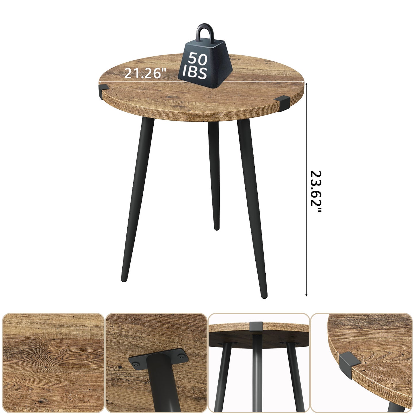 Modern Round Coffee Table for Living Room - Easy Assembly Oak