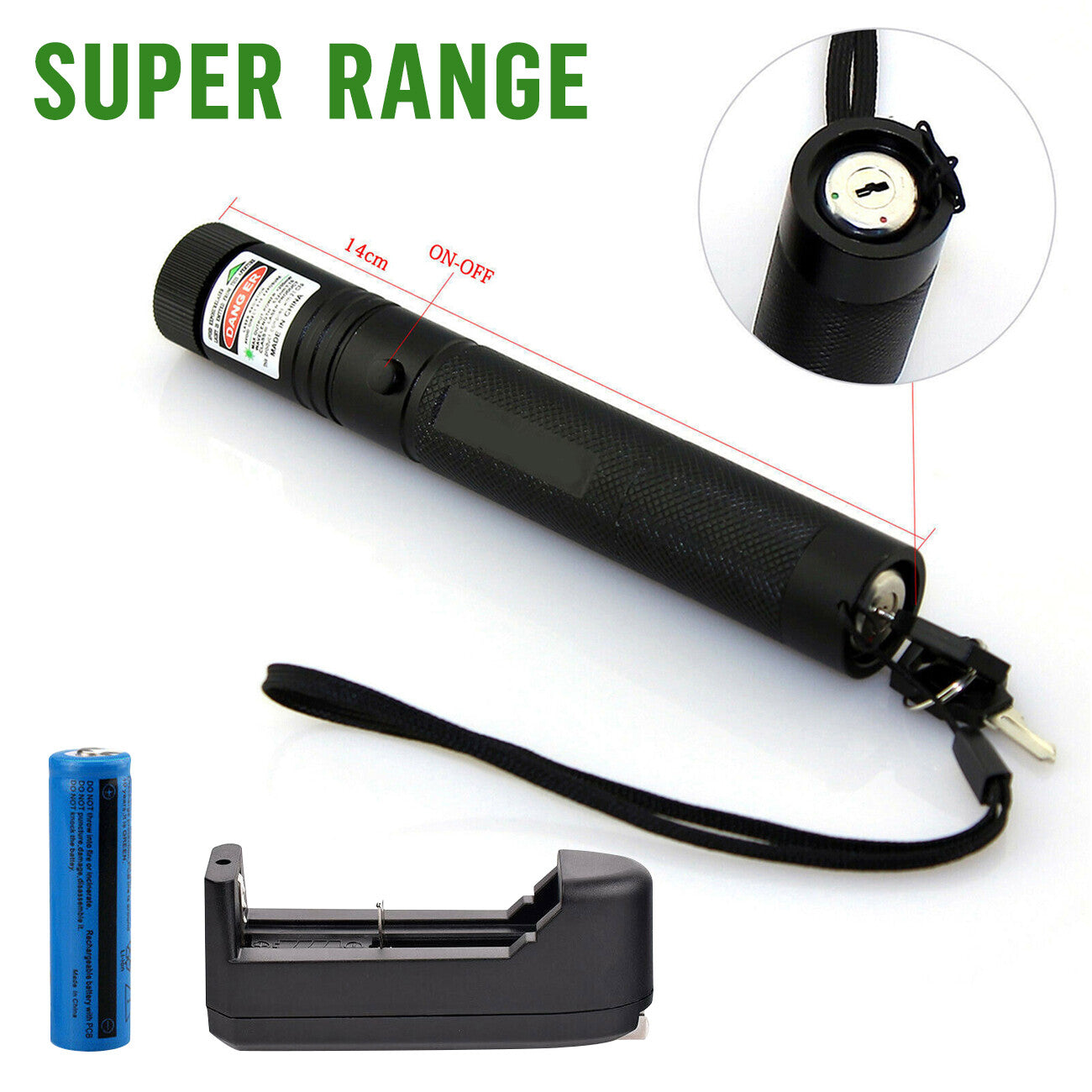 Strong Green Laser Pointer Pen Light 532nm USB Rechargeable Torch 2 Pack