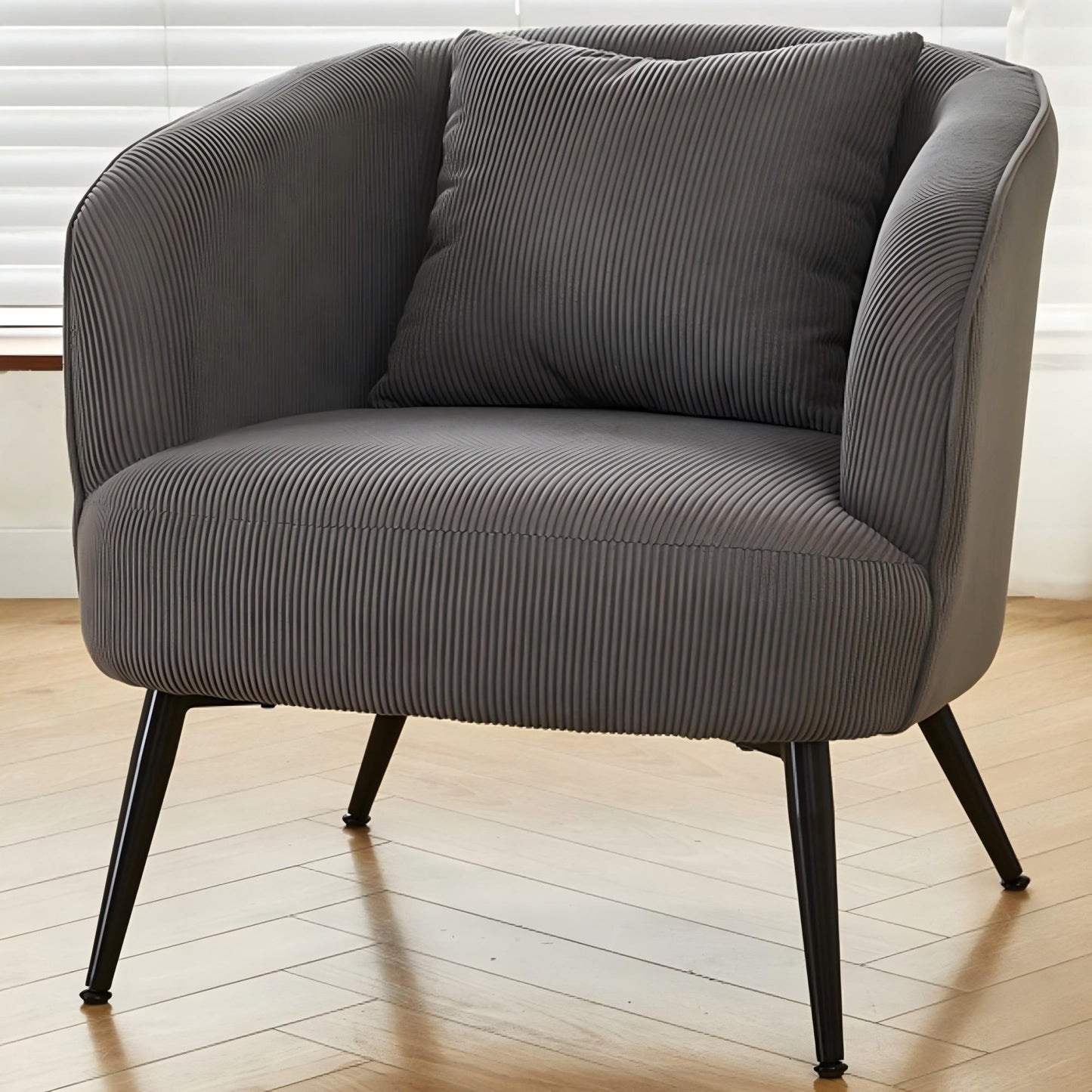 Velvet Accent Chair With Pillow, Modern Upholstered Armchair Metal