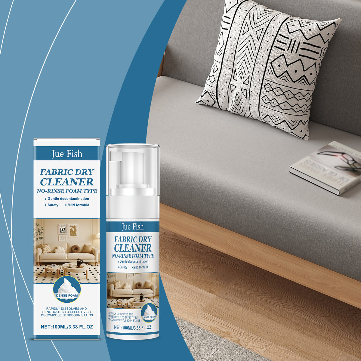 Fabric Sofa Cleaner 120ml Stain Remover for Upholstery - Non-Irritating, Easy to Use