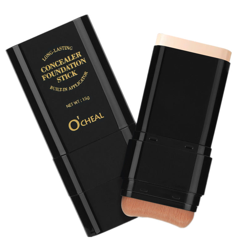 Dual-Ended Foundation Concealer Stick with Brush - Full Coverage & Long-Lasting