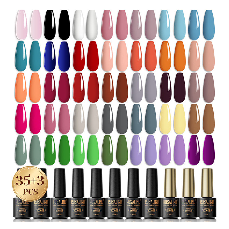 Nail Gel Polish & Color Glue Set - 38 Bottles for Nail Art & Beauty