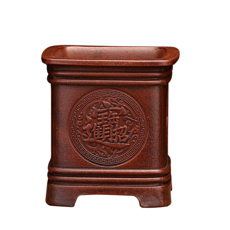 Purple Sand Flowerpot with Square Stick Design for Desktop Garden Home Decor