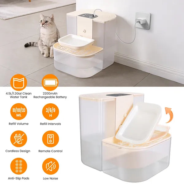 Automatic Pet Water Dispenser with Dual Tank 4.5L Water Fountain for Pets