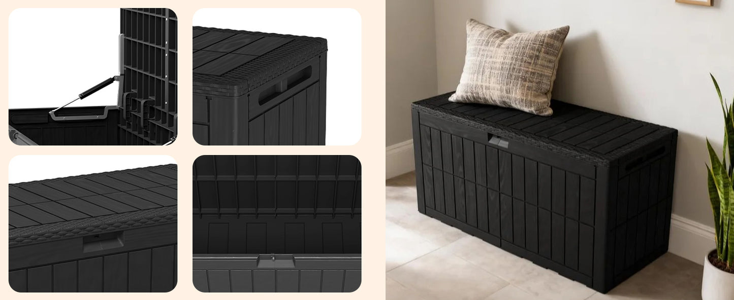 1 0 Gallon Outdoor Storage Box Water Proof Resin Deck Lockable Bin