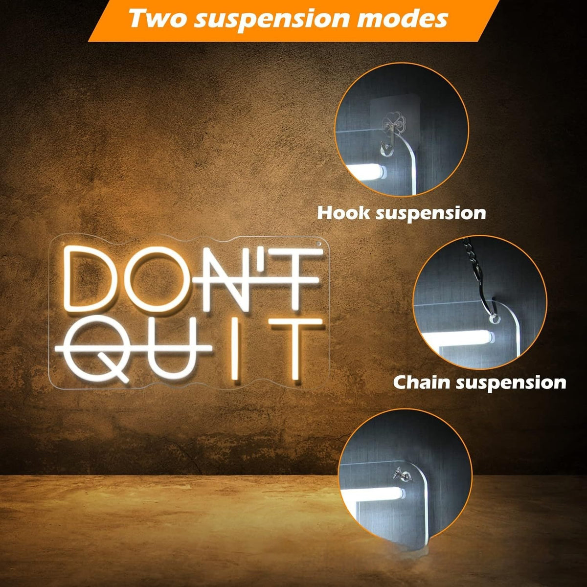 Neon Light Sign for Gym Don't Quit Fitness Decor Indoor Lighting