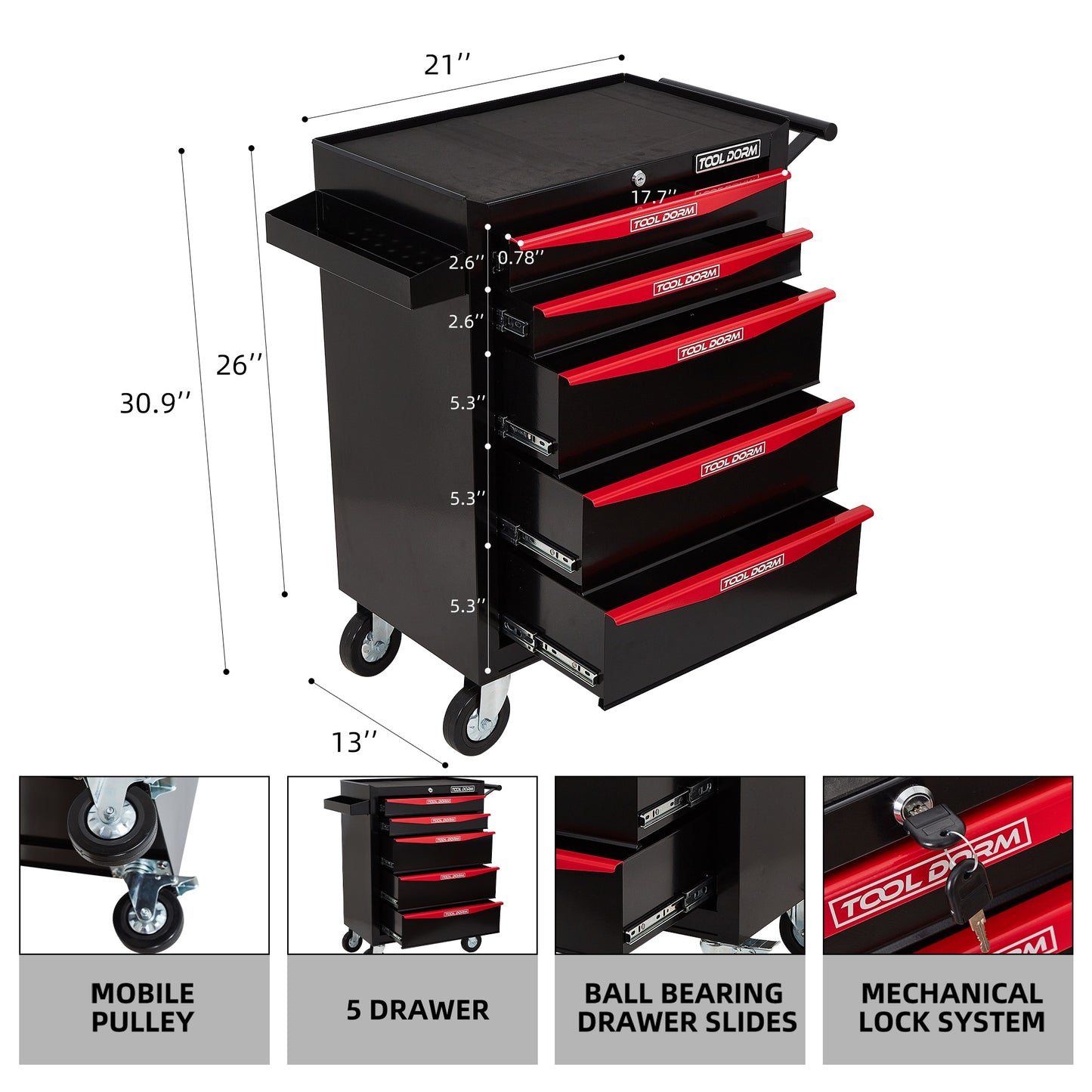 Tool Cabinet 21inch With Wheel And Drawers
