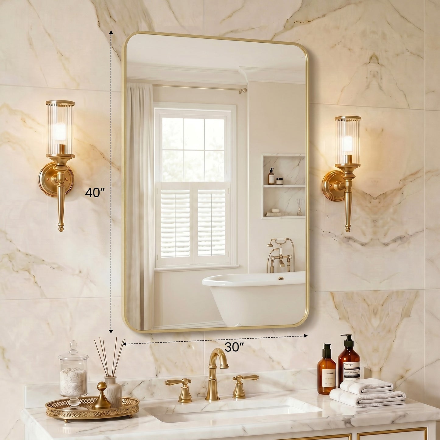 Rectangular Wall Mirror with Metal Frame - Multiple Sizes and Finishes