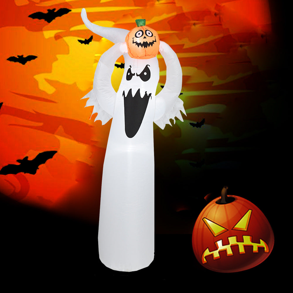 Inflatable Pumpkin Lamp Garden Decoration with LED Lighting - White