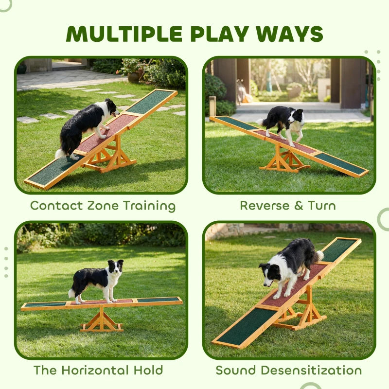 Dog Agility Seesaw for Outdoor Training and Exercise - Wooden Balance Platform