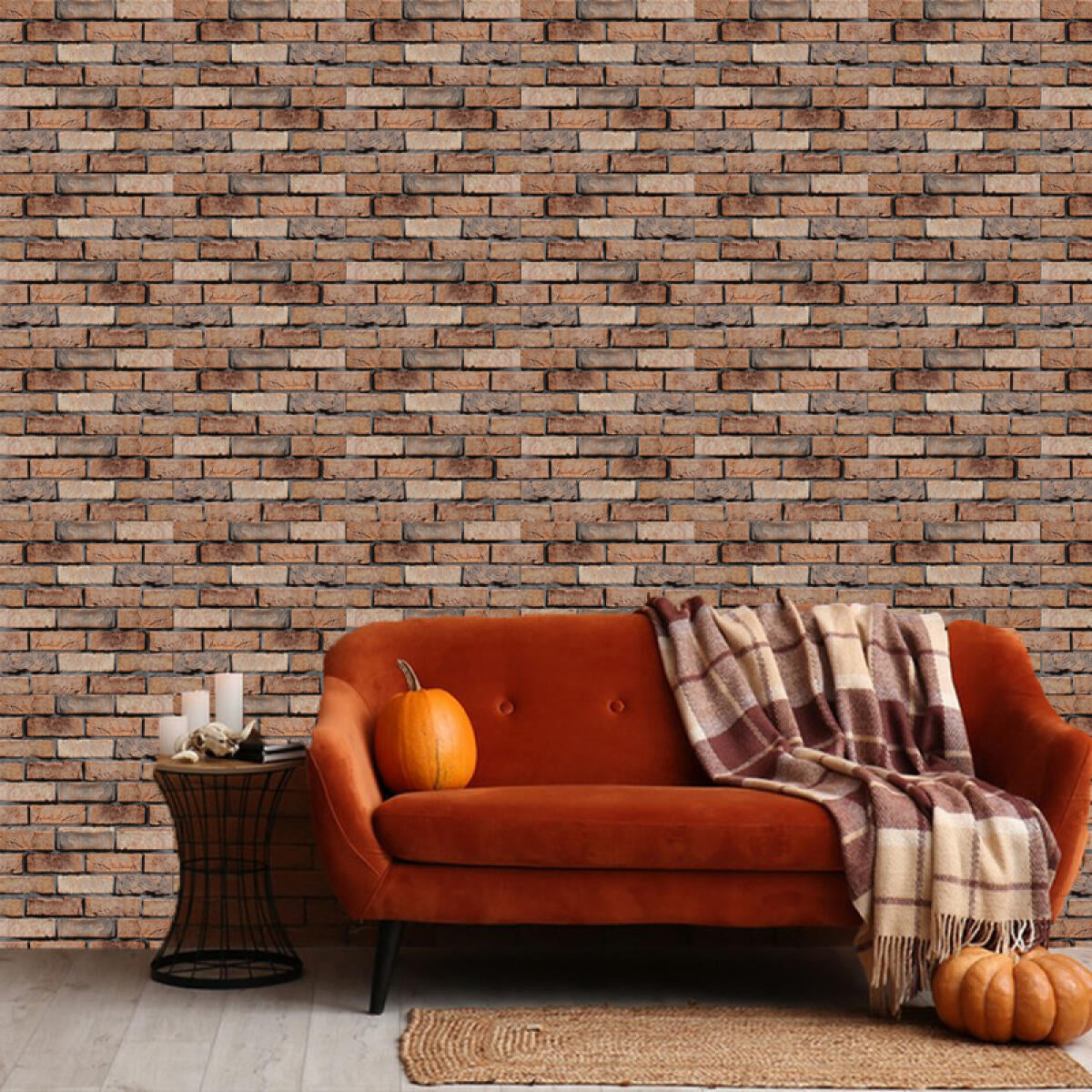 10-Pack 3D Brick Wall Panels - Removable PVC Wallpaper, Maroon
