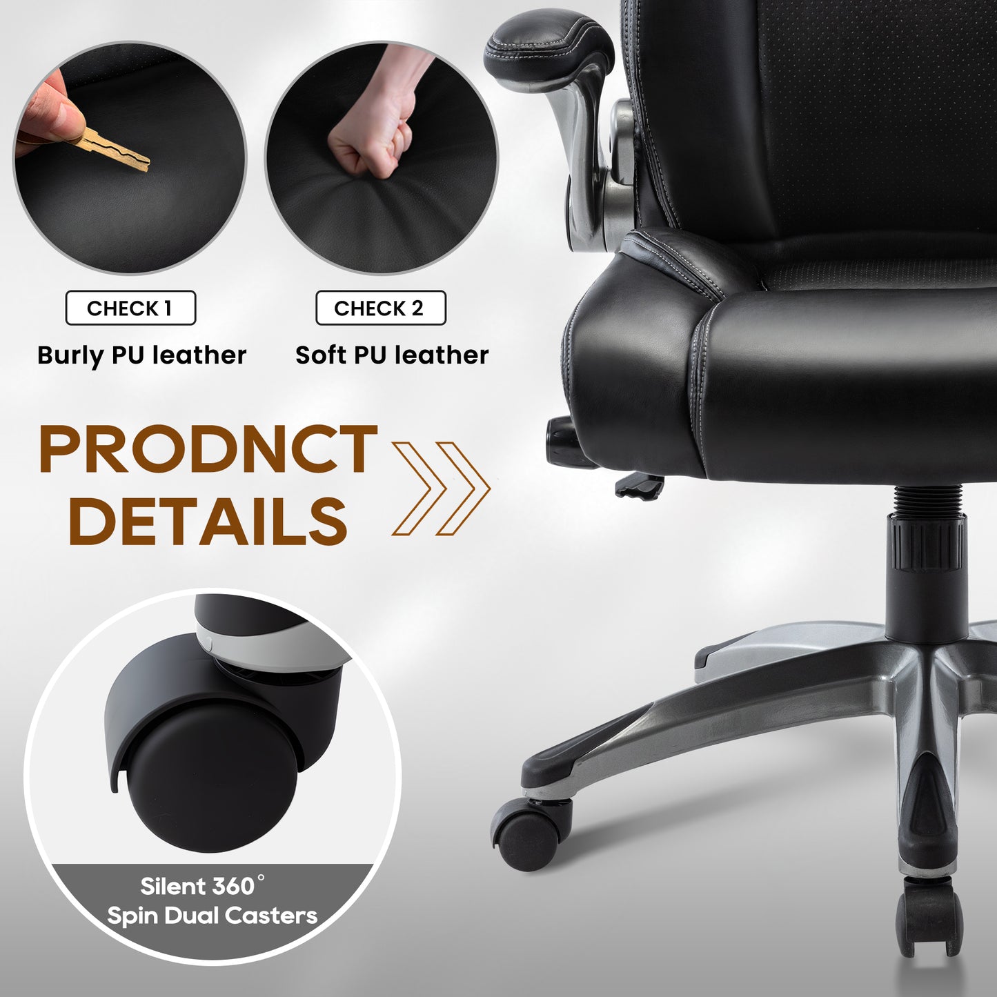 Ergonomic Leather Office Chair with Adjustable Height & Tilt