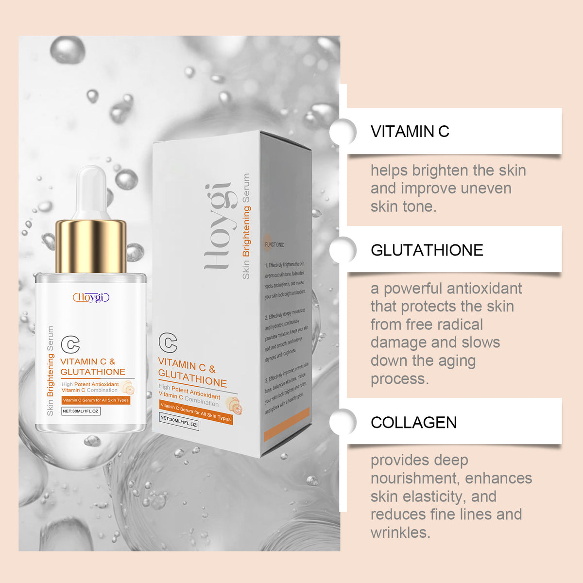 Vitamin C Brightening Facial Essence 30ml - Hydrating & Rejuvenating Skin Care